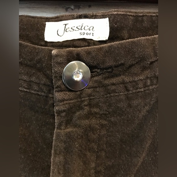 Womens Jessica Sport velour,stretchy Brown with jemstones Pants - Picture 3 of 7